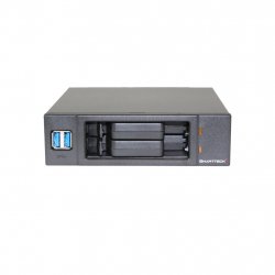 Rack amovible 5"1/4 Smartteck compatible pour 2x disques durs S-ATA 2"1/2 + 2 Ports USB 3.0