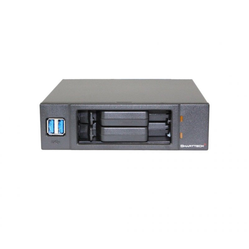 Rack amovible 5"1/4 Smartteck compatible pour 2x disques durs S-ATA 2"1/2 + 2 Ports USB 3.0