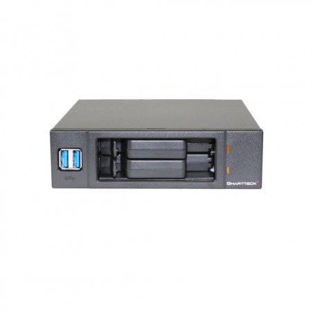 Rack amovible 5"1/4 Smartteck compatible pour 2x disques durs S-ATA 2"1/2 + 2 Ports USB 3.0