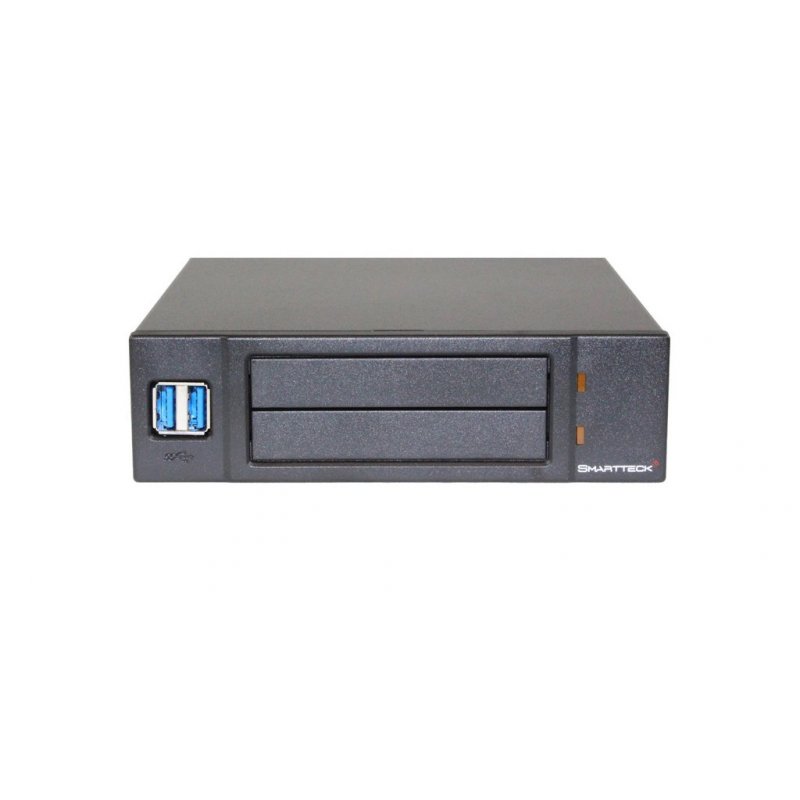 Rack amovible 5"1/4 Smartteck compatible pour 2x disques durs S-ATA 2"1/2 + 2 Ports USB 3.0